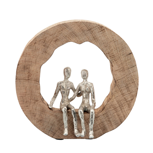 Aluminum Couple In Mango Wood, Silver/brown image