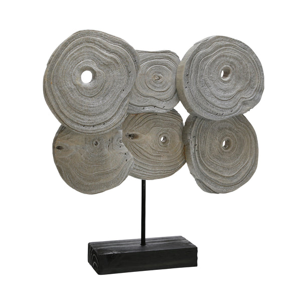 Wood 18"h 6-rings On Stand, Silver image