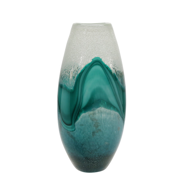 Glass 17"h Vase, Green Mix image