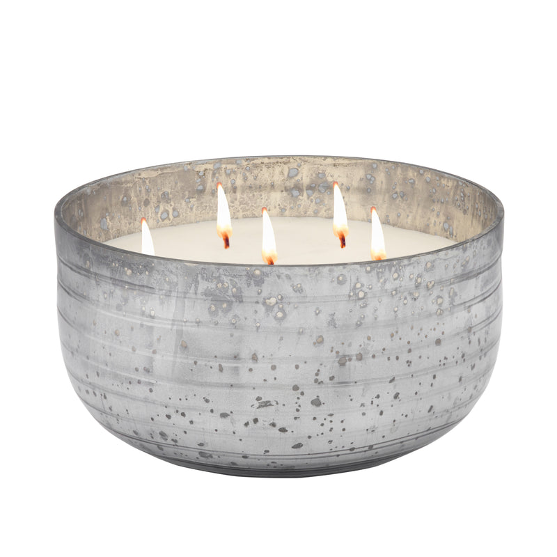 Candle On Gray Striped Bowl By Liv & Skye  78oz image