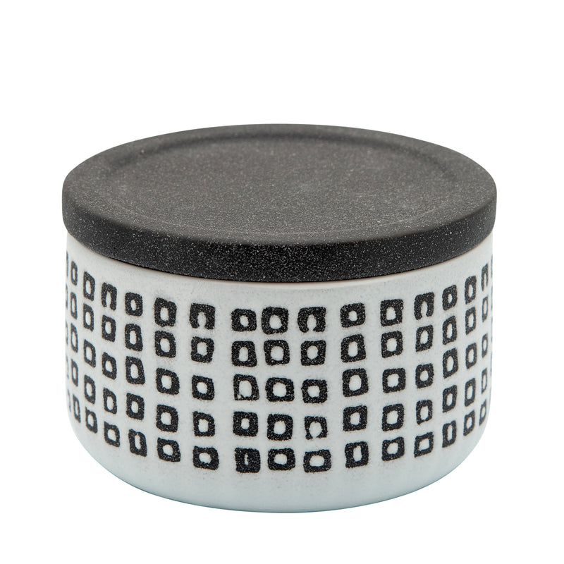 Ceramic 5"  Covered Dotted Jar, Black image