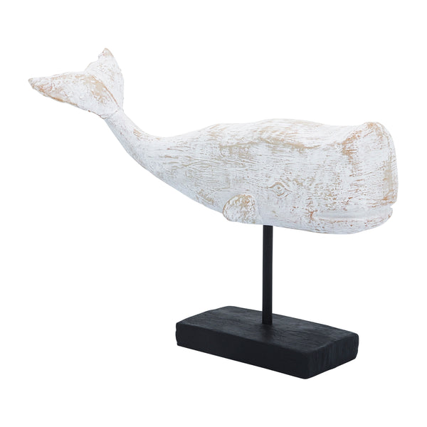 Resin, 8"h Whale On A Stand, White image