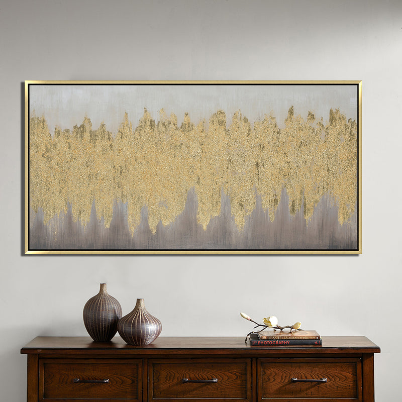59x30 Handpainted Abstract Canvas W/ Gold Fo image