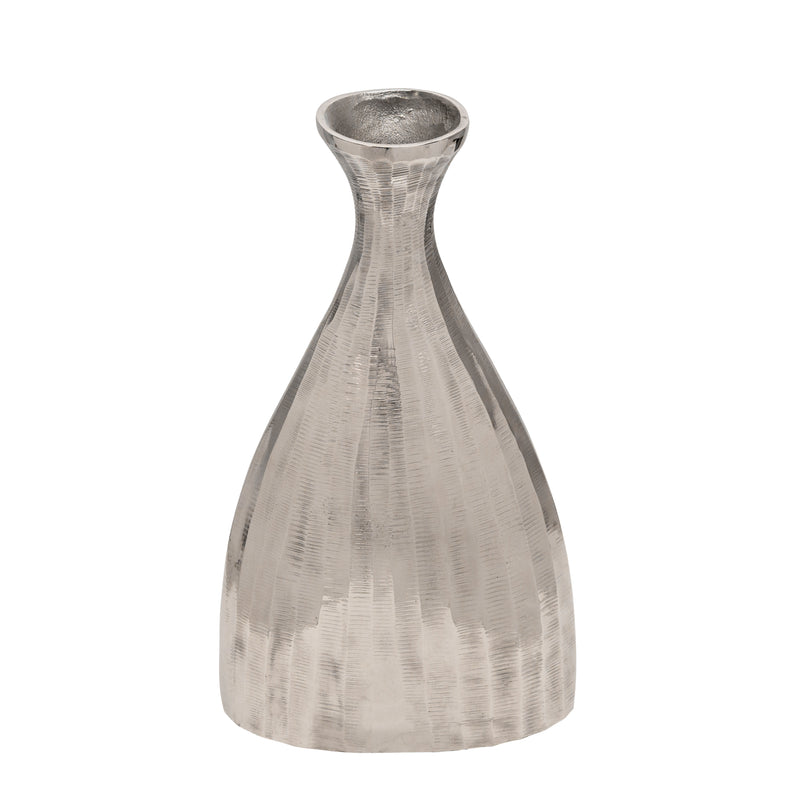 16"h Ridged Metal Vase, Nickel image