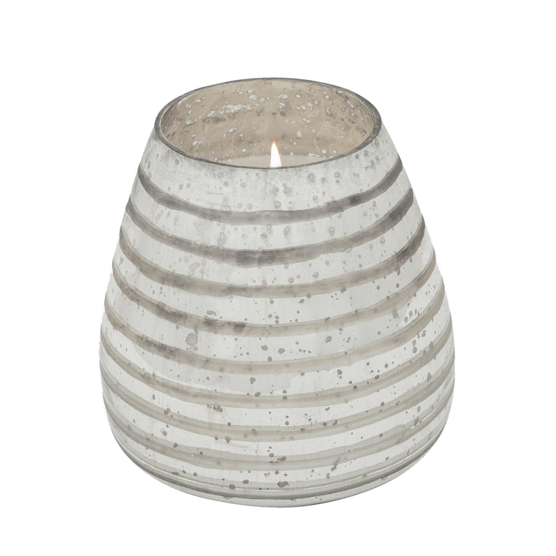 Candle On Gray Striped Glass By Liv & Skye 64oz image