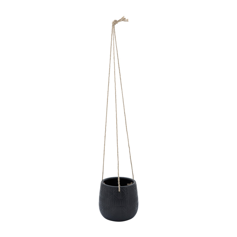 Cer, 6" Abstract Hanging Planter, Black image