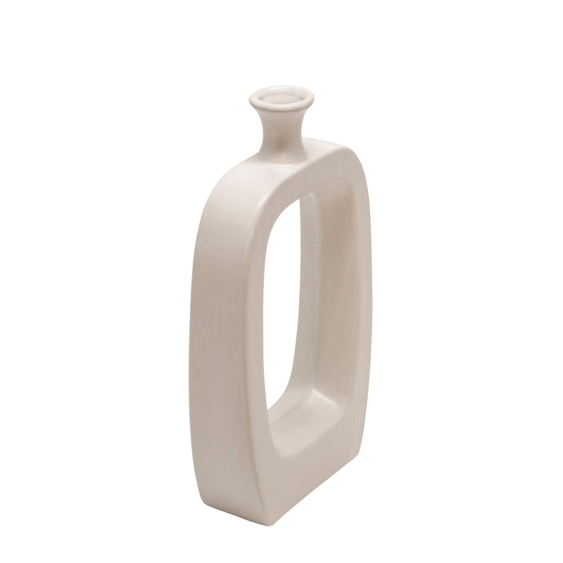 Cer, 14" Vase W/cutout, White image