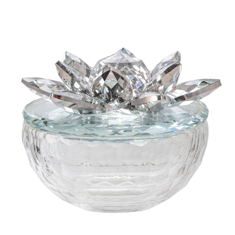 Crystal Lotus 5" Trinket Jar,silver image