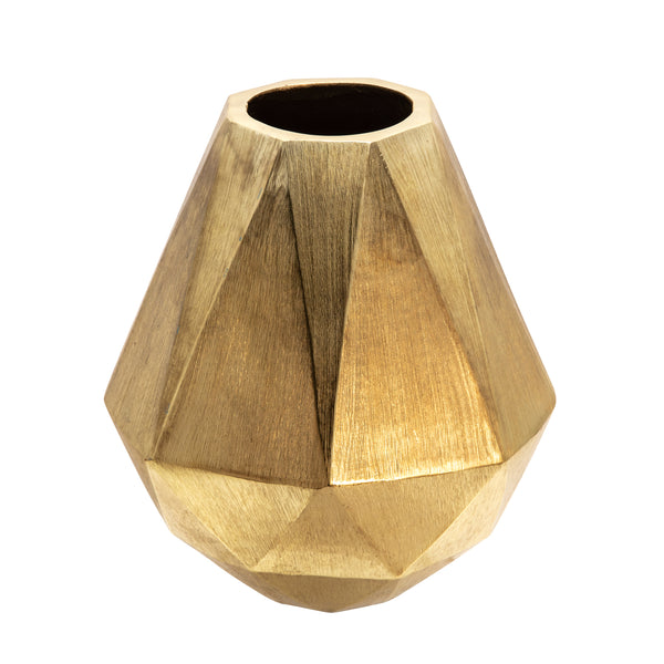 10" Geometric Deco Vase, Gold image