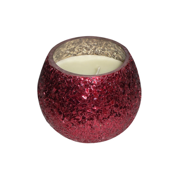 Candle On Red Crackled Glass 17oz image