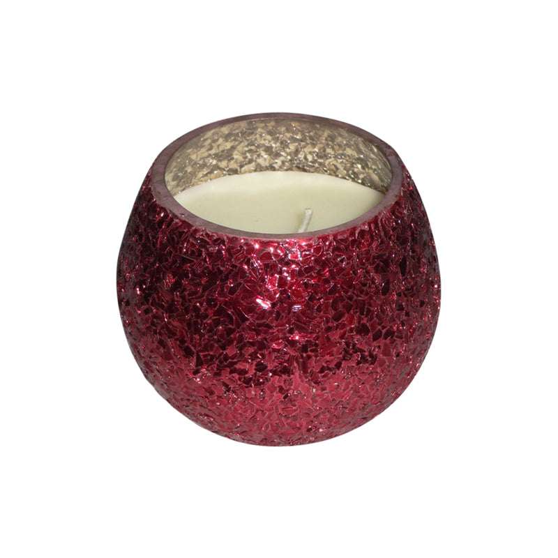 Candle On Red Crackled Glass 17oz image
