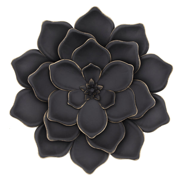 Metal 20"  Multi-layer Flower Wall Deco, Black image