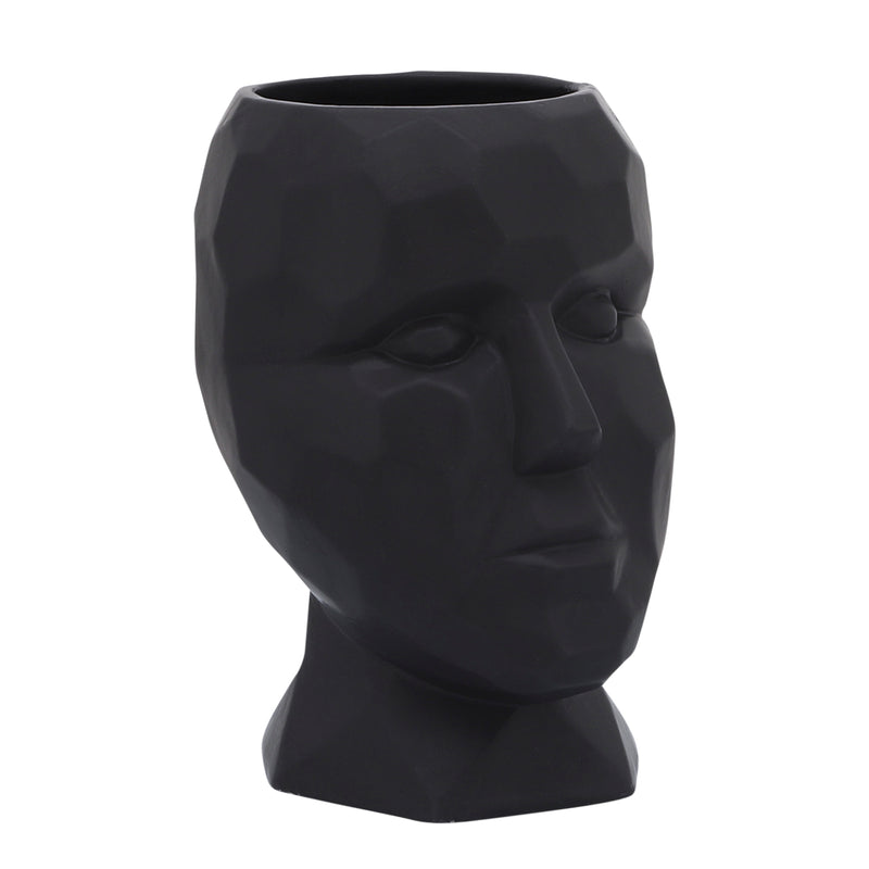 Porcelain, 6" Dia Face Vase, Black image