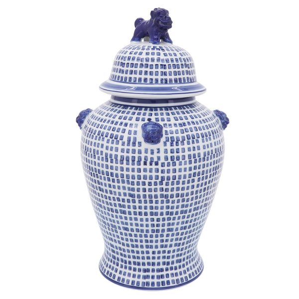 Cer, 18"h Mosaic Temple Jar, Blue image