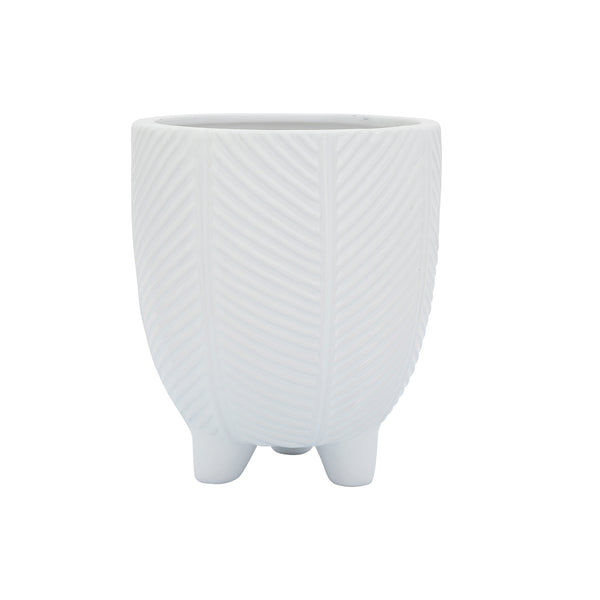 Porcelain, 6" Dia Footed Planter, White image