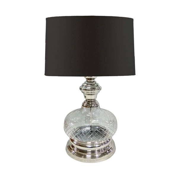 Glass & Stainless Steel 28" Table Lamp, Silver/cle image