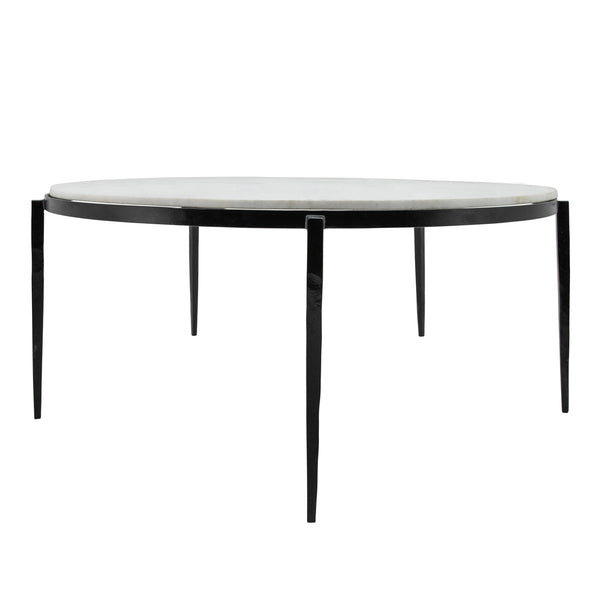 Metal, 34x15" Side Table W/ Marble Top, Black Kd image