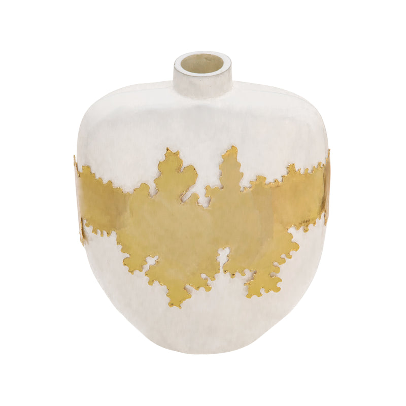 10"h Vase W/ Gold Accent, White image
