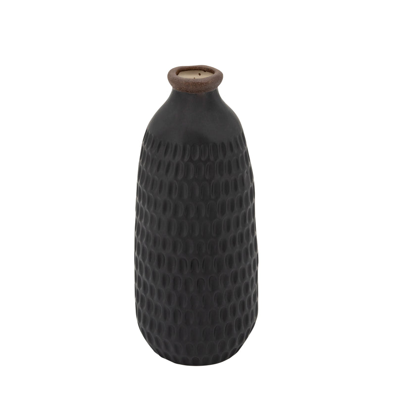 12" Dimpled Vase, Black image