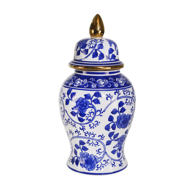 Ceramic 14" Temple Jar Blue/white image