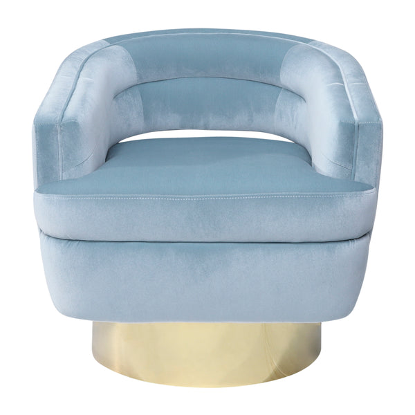 Velveteen Swivel Chair With Gold Base, Teal image