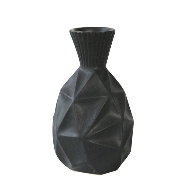 11"h Textured Olpe Vase, Black image