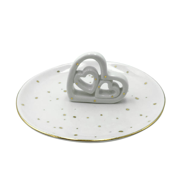 6" Trinket Cut-out Hearts Tray, White image