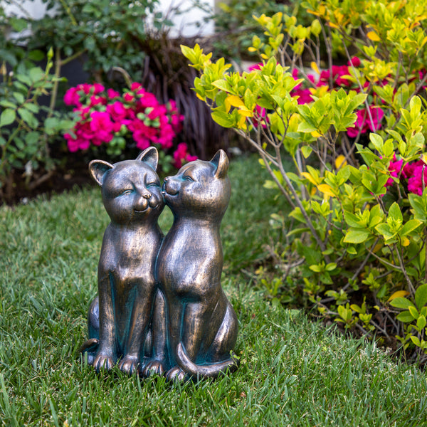 Resin. 14"h Smooching Cats, Bronze image