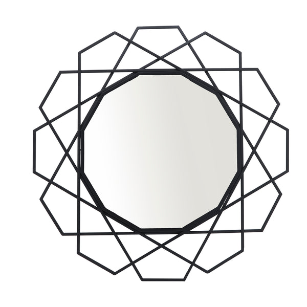 Metal 35" Geometric Mirror, Black Wb image