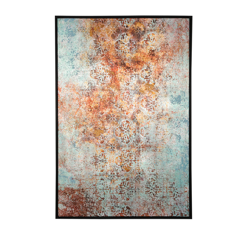 36x24 Hand Painted Canvas Abstract- Framed - Blue/ image