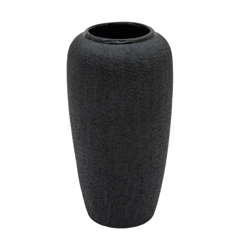 12.25" Beaded Vase, Black image