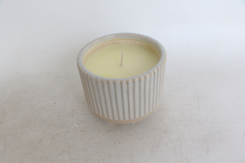 4" Ridged Scented Candle, Beige 8oz image