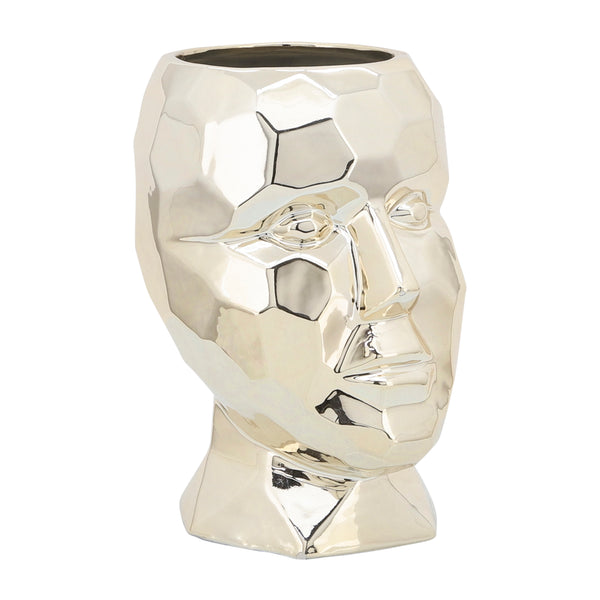 Porcelain, 6" Dia Face Vase, Gold image