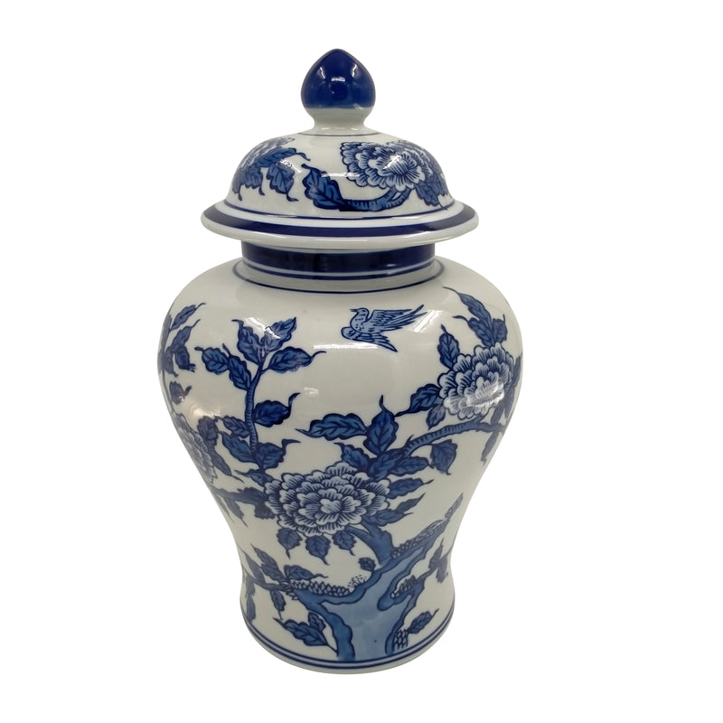 Cer, 18"h Temple Jar, Blue/white image