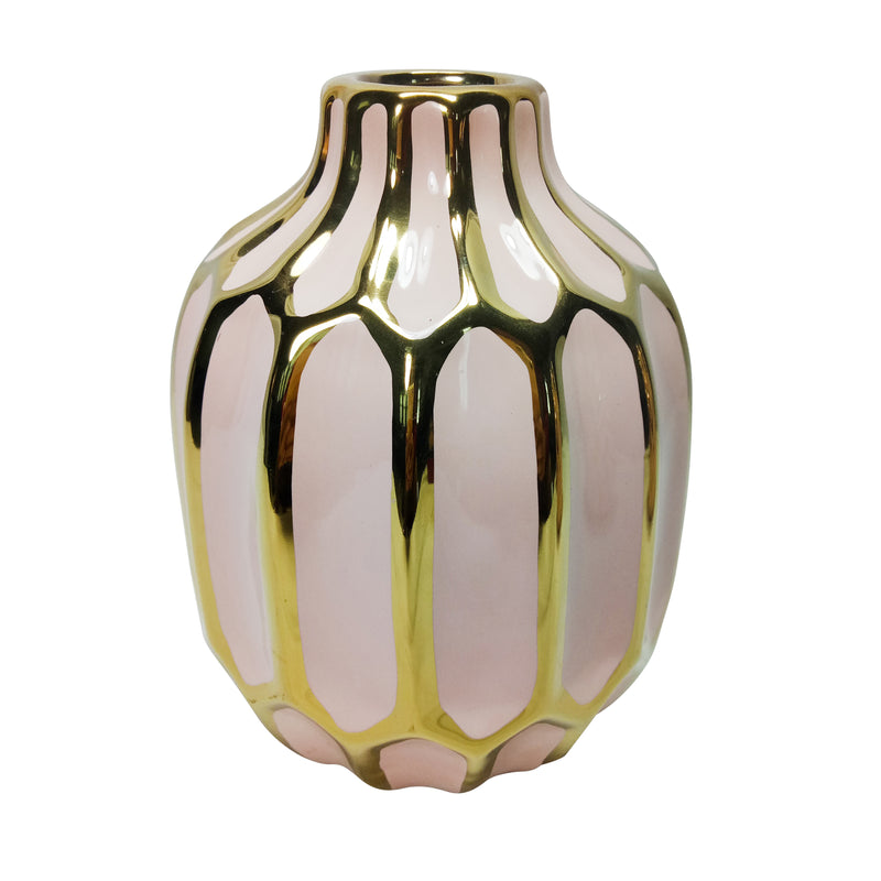 Ceramic Vase 8", Blush/gold image