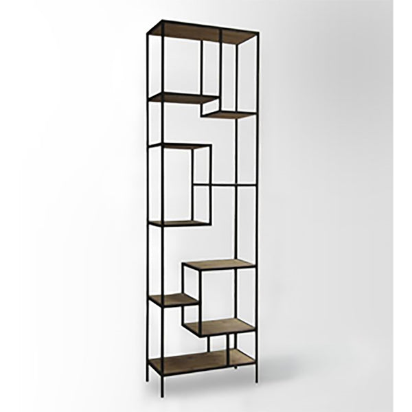 Metal/wood, 34"h 9-tiered Shelf, Brown/black image