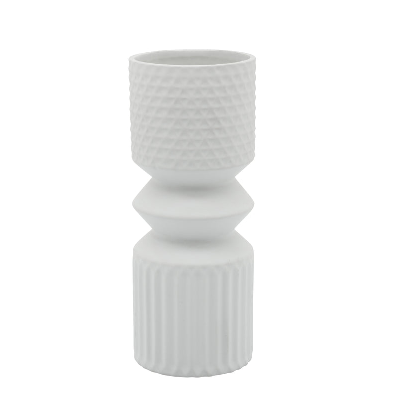 Cer, 10" Mallet Vase, White image