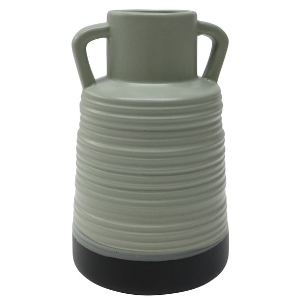 Ceramic 9"h Handle Vase, Sage Green image