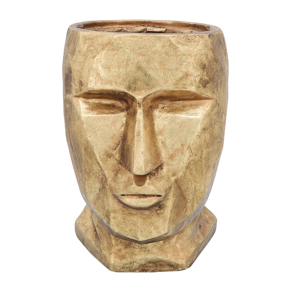 Resin, 17"h Face Vase, Gold image