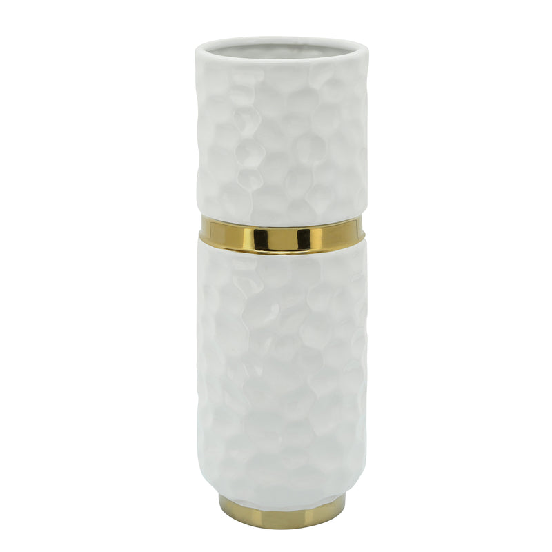 5x13"h Belted Vase, White/gold image