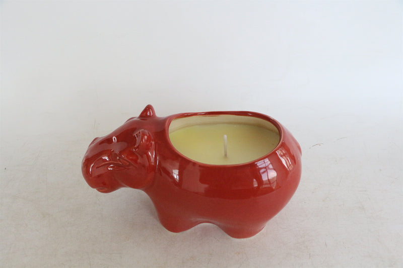 7" Hippo Scented Candle, Red 9oz image