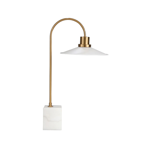 Metal 24" Table Lamp W/ Marblebase, Gold/white image
