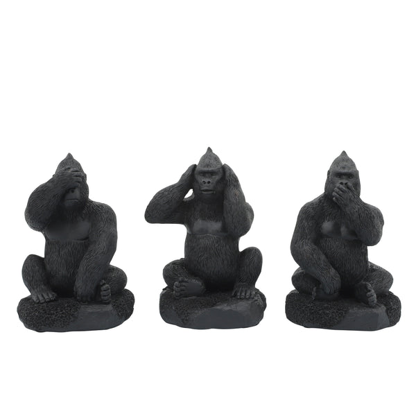 Resin, S/3 Hear, Speak, See No Evil Gorilla, Black image