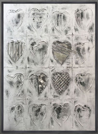 36x48 Hearts Hand Painted Canvas, Gray image