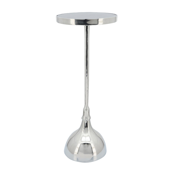 Metal, 24"h Round Drink Table, Silver/white image