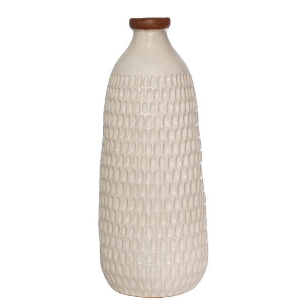 Ceramic 16" Dimpled Vase, Ivory image