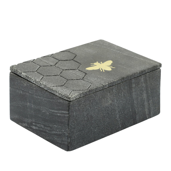 Marble 7x5 Marble Box W/ Bee Accent, Black image