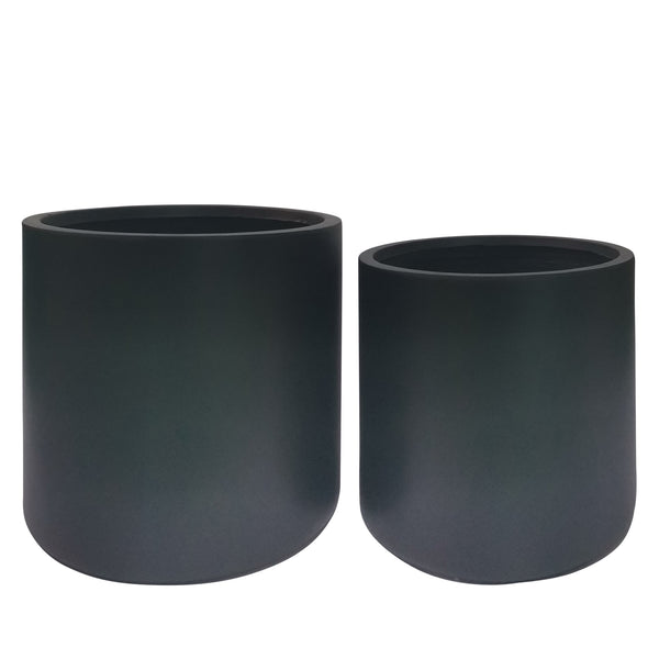 Resin, S/2 13/16"d Round Nested Planters, Black image