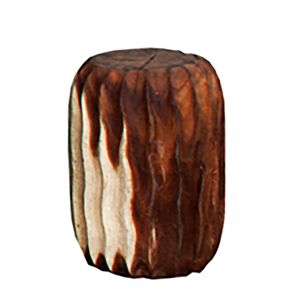 Wood, 18"h Hand-carved Stool, Brown image