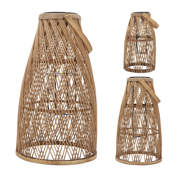 Bamboo, S/3 13/17/21" Woven Lantern, Brown image